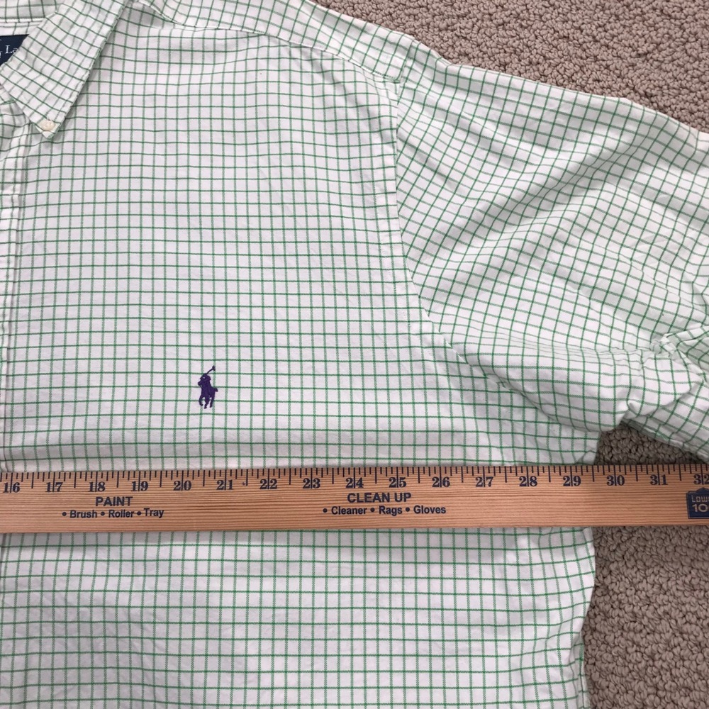 Polo Ralph Lauren Shirt 2XLT Tall Mens Green White Check Tattersall Cotton Pony - Picture 6 of 7